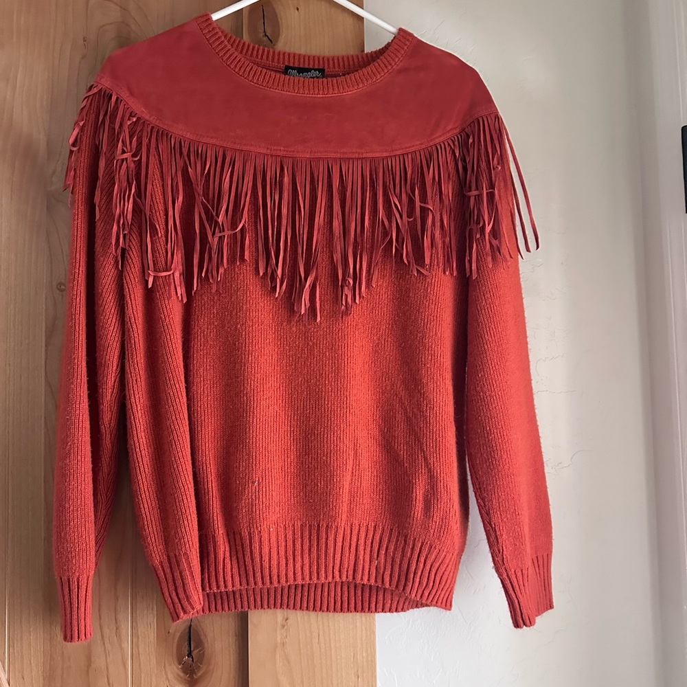 Wrangler Vibrant Orange Fringed Sweater